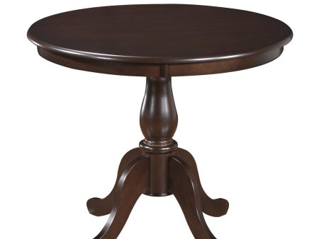 36  Espresso Rounded Solid Manufactured Wood And Solid Wood Pedestal Base Dining Table Supply