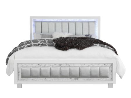 Solid Wood King White Upholstered Faux Leatherno Bed Online Sale