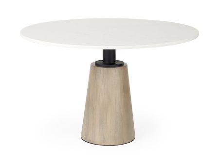 48  White And Natural Rounded Marble Pedestal Base Dining Table For Discount