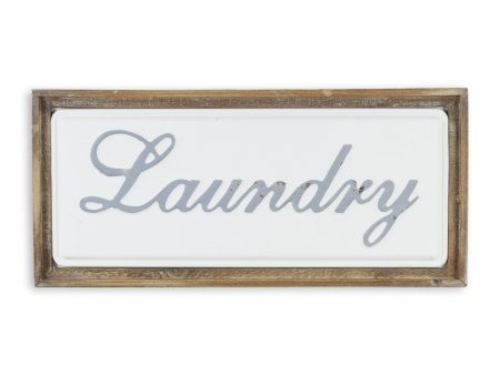 11  X 24  Brown and White Laundry Wood and Metal Wall Decor Online now