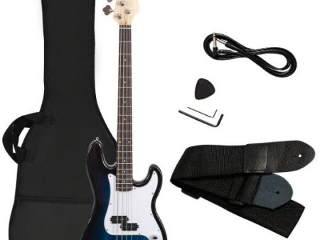 Electric Bass Guitar Full Size 4 String  Strap Guitar-Blue Discount