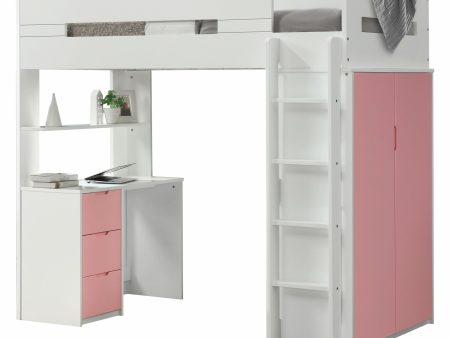 White And Natural Twin Loft Bed And Desk Online Hot Sale