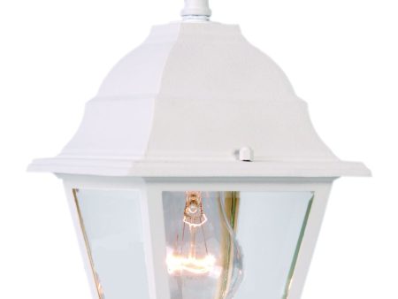 Distressed White Beveled Glass Outdoor Hanging Light For Sale