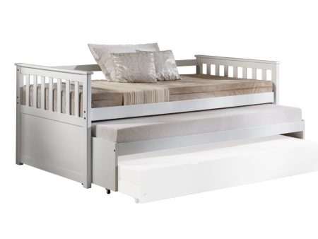 Gray and Brown Wood Twin Bed Frame with Trundle For Sale