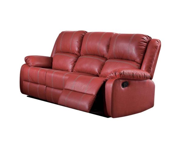 81  Red Faux Leather Reclining Sofa With Black Legs Online now