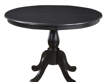 42  Black Rounded Solid Manufactured Wood And Solid Wood Pedestal Base Dining Table Online Sale