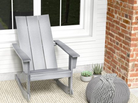 Adirondack Rocking Chair with Curved Back for Balcony-Gray Sale