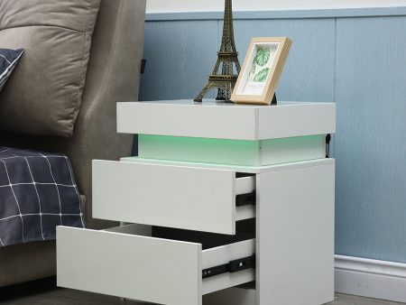 20  White Two Drawer Lighted Nightstand Online now