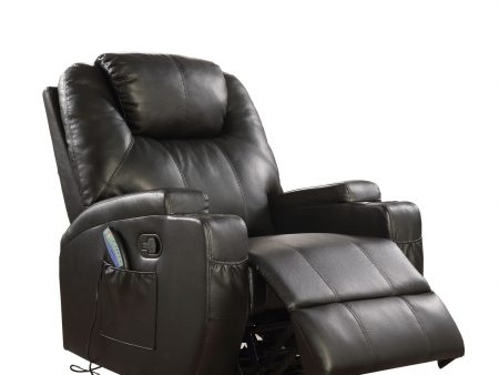 34  Black Leather Match Power Heated Massage Recliner Online Sale