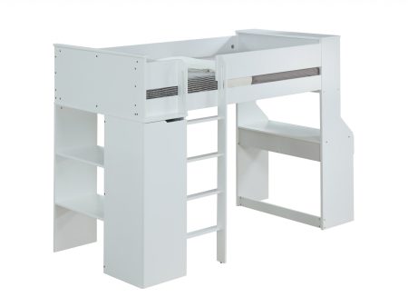 45  X 92  X 66  White Wood Veneer (Laminated) Loft Bed Fashion