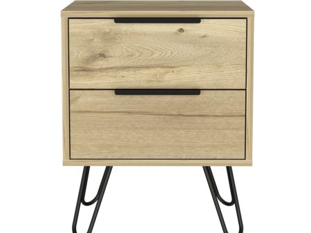 22  Oak Two Drawer Faux Wood Nightstand Sale