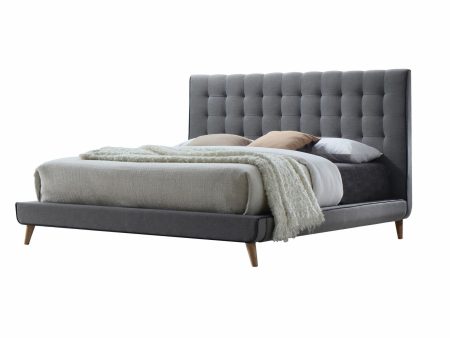 Light Gray Queen Tufted Upholstered Linen Bed Frame Sale