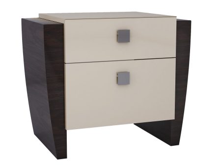 22  Beige and Dark Brown Two Drawer Wood Mirrored Nightstand With Storage Online Sale