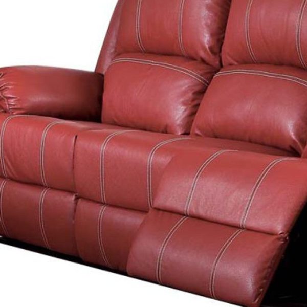 81  Red Faux Leather Reclining Sofa With Black Legs Online now