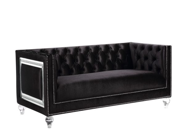 67  Black And Silver Velvet Loveseat and Toss Pillows For Sale