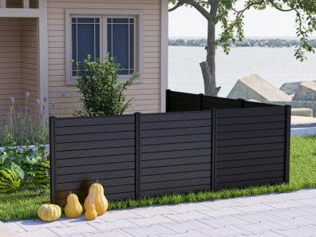 2-Pack Outdoor Picket Fence with 3 Cuspidal Foot Stakes-Black Online Sale