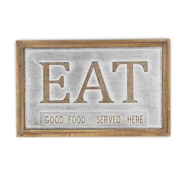 14  X 21  Gray and Brown Eat Wood and Metal Wall Decor Supply