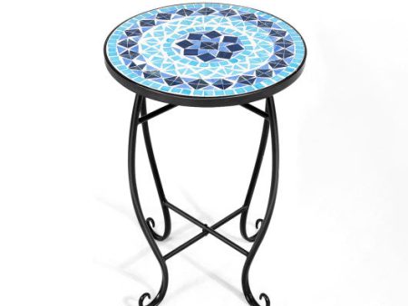 Outdoor Indoor Steel Accent Plant Stand Cobalt Table-Blue For Discount