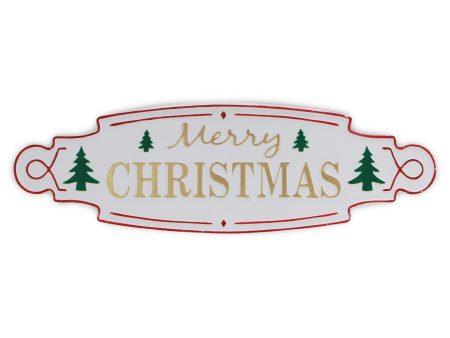 11  X 36  White Green and Red Merry Christmas Metal Wall Decor For Cheap