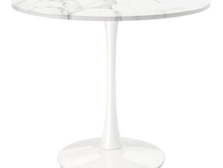 36  White Rounded Metal Pedestal Base Dining Table Sale