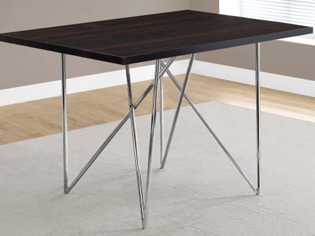 32  Dark Brown And Silver Metal Dining Table Hot on Sale