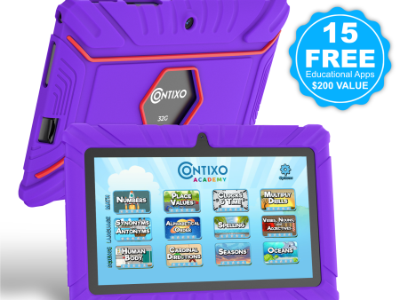 Contixo 7  Kids Tablet, 2024 Model, STEM Learning, Educational Tablet for Ages 3-12, Contixo Academy, Android 11 by Contixo For Cheap