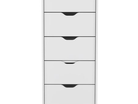 18  White Manufactured Wood Five Drawer Tall and Narrow Dresser Discount