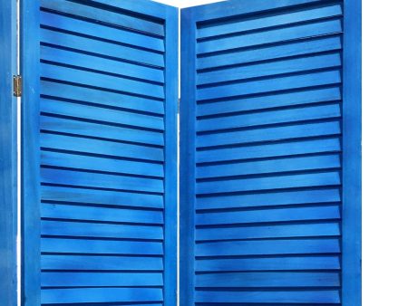 3 Panel Light Blue Shutter Screen Room Divider Cheap