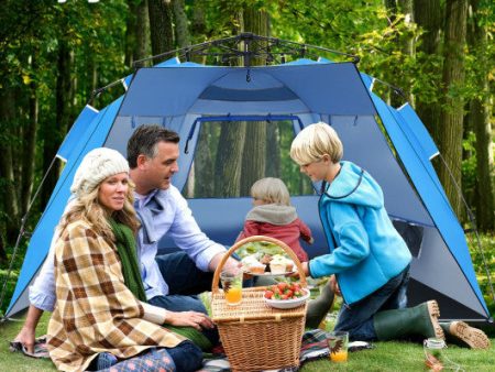 3-4 Person Easy Pop Up Beach Tent UPF 50+ Portable Sun Shelter-Blue For Cheap