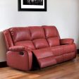 81  Red Faux Leather Reclining Sofa With Black Legs Online now