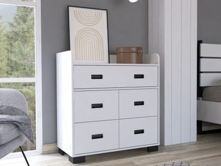 33  White Manufactured Wood Five Drawer Dresser Online Sale