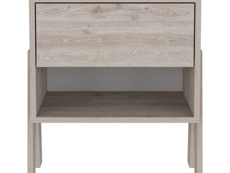 22  Light Gray One Drawer Faux Wood Nightstand Fashion