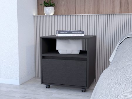 21  Black One Drawer Nightstand With Integrated Tech Hot on Sale