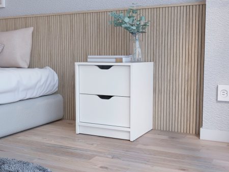 19  White Two Drawer Nightstand With Integrated Tech Online now