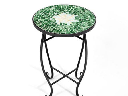 Outdoor Indoor Steel Accent Plant Stand Cobalt Table-Green Supply