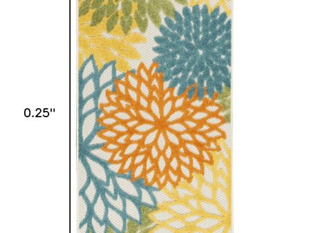 2  X 12  Turquoise Floral Non Skid Indoor Outdoor Runner Rug Online now