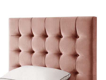 Blush Solid Wood Twin Tufted Upholstered Velvet Bed on Sale