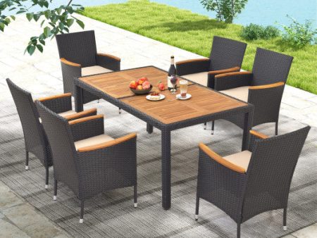 7 Pieces Outdoor Dining Set with Umbrella Hole for Backyard Online Sale