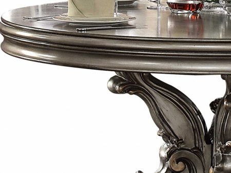 Gray Solid Wood Pedestal Base Round Top Dining Table For Discount