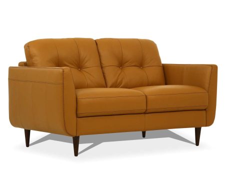 59  Camel And Brown Leather Loveseat Online now