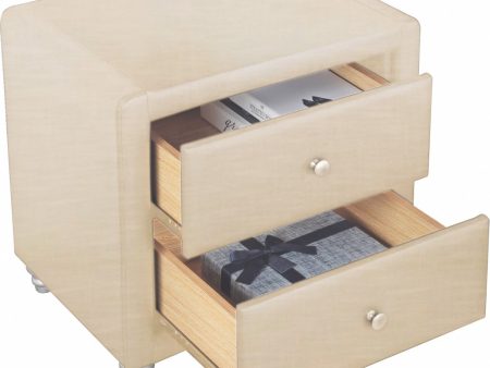 20  Beige Two Drawers Nightstand For Cheap