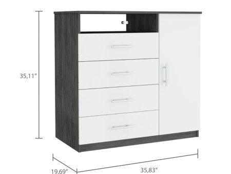 36  Gray and White Four Drawer Dresser on Sale