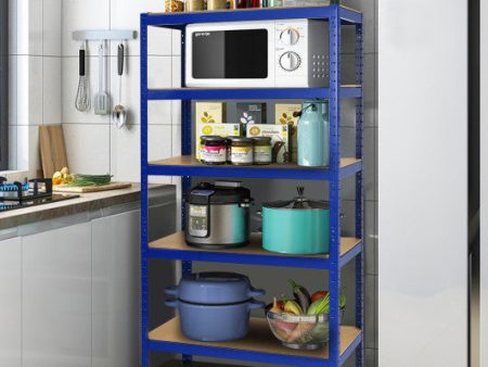 71 inch Heavy Duty Steel Adjustable 5 Level Storage Shelves-Blue Online