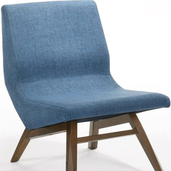 22  Blue And Walnut Solid Color Lounge Chair With Ottoman on Sale