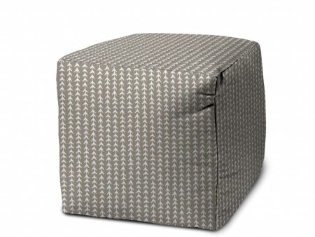 17  Taupe Polyester Cube Geometric Indoor Outdoor Pouf Ottoman Cheap