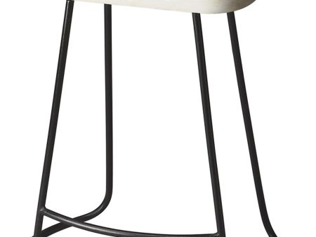 21  Off White and Black Manufactured Wood and Iron Backless Counter Height Bar Chair For Cheap