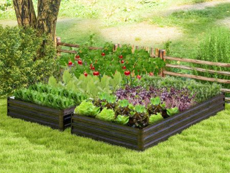 Large Outdoor Metal Planter Box for Vegetable Fruit Herb Flower-Coffee Online now