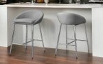 Set of Two 24   Gray And Silver Metal Low Back Bar Chairs Discount