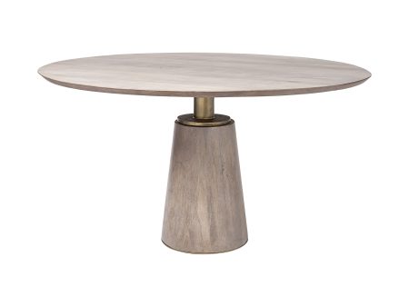 54  Brown And Gold Rounded Solid Wood And Metal Pedestal Base Dining Table Online now