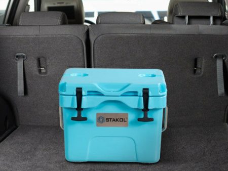 16 Quart 24-Can Capacity Portable Insulated Ice Cooler with 2 Cup Holders-Blue For Sale